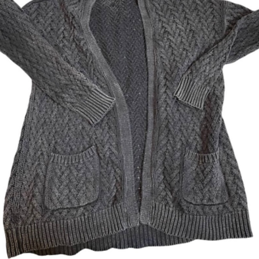 L.A. Hearts Long Dark Gray Knitted Cardigan with Pockets